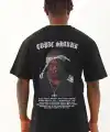 Erkek Kısa Kol Yazlık Tişört Bisiklet Yaka Baskılı Oversize T-Shirt - Siyah