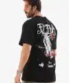 Erkek Kısa Kol Yazlık Tişört Bisiklet Yaka Baskılı Oversize T-Shirt - Siyah