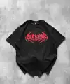 Erkek Kısa Kol Yazlık Tişört Bisiklet Yaka Baskılı Oversize T-Shirt - Siyah
