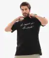 Erkek Kısa Kol Yazlık Tişört Bisiklet Yaka Baskılı Oversize T-Shirt - Siyah