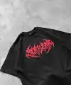 Erkek Kısa Kol Yazlık Tişört Bisiklet Yaka Baskılı Oversize T-Shirt - Siyah