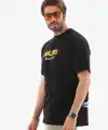Erkek Kısa Kol Yazlık Tişört Bisiklet Yaka Baskılı Oversize T-Shirt - Siyah