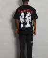 Erkek Kısa Kol Yazlık Tişört Bisiklet Yaka Baskılı Oversize T-Shirt - Siyah