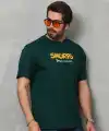 Erkek Kısa Kol Yazlık Tişört Bisiklet Yaka Baskılı Oversize T-Shirt - Yeşil
