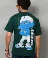 Erkek Kısa Kol Yazlık Tişört Bisiklet Yaka Baskılı Oversize T-Shirt - Yeşil
