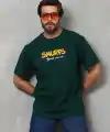 Erkek Kısa Kol Yazlık Tişört Bisiklet Yaka Baskılı Oversize T-Shirt - Yeşil