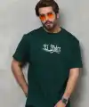 Erkek Kısa Kol Yazlık Tişört Bisiklet Yaka Baskılı Oversize T-Shirt - Yeşil