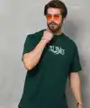 Erkek Kısa Kol Yazlık Tişört Bisiklet Yaka Baskılı Oversize T-Shirt - Yeşil