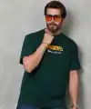 Erkek Kısa Kol Yazlık Tişört Bisiklet Yaka Baskılı Oversize T-Shirt - Yeşil