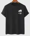 Erkek Kısa Kol Yazlık Tişört Bisiklet Yaka Palmiye Baskılı T-Shirt - Siyah