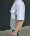 Erkek Kısa Kol Yazlık Tişört Torba Cepli Parçalı T-Shirt - Gri
