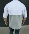 Erkek Kısa Kol Yazlık Tişört Torba Cepli Parçalı T-Shirt - Gri