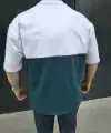 Erkek Kısa Kol Yazlık Tişört Torba Cepli Parçalı T-Shirt - Lacivert
