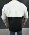 Erkek Kısa Kol Yazlık Tişört Torba Cepli Parçalı T-Shirt - Siyah