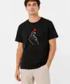 Erkek Kore Parmak Kalp Aşk Temalı Minimal Baskılı Tişört Yazlık Kısa Kol T-Shirt - Siyah