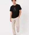 Erkek Kore Parmak Kalp Aşk Temalı Minimal Baskılı Tişört Yazlık Kısa Kol T-Shirt - Siyah
