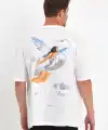 Erkek Melek Baskılı Oversize T-shirt - Beyaz