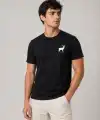 Erkek Minimal Geyik Logolu Tişört Bisiklet Yaka Kısa kol Yazlık T-Shirt - Siyah