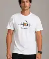 Erkek Müzik Temalı Baskılı Tişört Bisiklet Yaka Kısa Kol T-Shirt - Beyaz