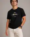 Erkek Müzik Temalı Baskılı Tişört Bisiklet Yaka Kısa Kol T-Shirt - Siyah