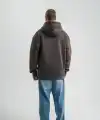 Erkek Nakışlı Kapüşonlu Oversize 3 İplik Pamuklu SweatShirt Hoodie - Füme