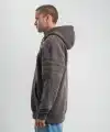 Erkek Nakışlı Kapüşonlu Oversize 3 İplik Pamuklu SweatShirt Hoodie - Füme