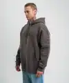 Erkek Nakışlı Kapüşonlu Oversize 3 İplik Pamuklu SweatShirt Hoodie - Füme