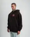 Erkek Nakışlı Kapüşonlu Oversize 3 İplik Pamuklu SweatShirt Hoodie - Siyah