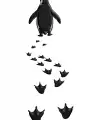 Erkek Nihilist Penguen Baskılı 3 İplik Pamuklu Kapüşonlu Sweatshirt Hoodie Beyaz