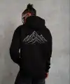 Erkek Nihilist Penguen Baskılı 3 İplik Pamuklu Kapüşonlu Sweatshirt Hoodie Siyah