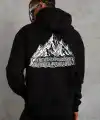 Erkek Nihilist Penguen Baskılı 3 İplik Pamuklu Kapüşonlu Sweatshirt Hoodie Siyah