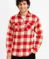 Erkek Oduncu Gömlek – Uzun Kollu, Şardonlu Kumaş, Kareli Desen, Regular Fit, Manşetli, Çift Cepli, Rahat Günlük Bahar & Kış Stil - Kırmızı