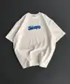 Erkek Ön ve Arka Baskılı T-Shirt Kısa Kol Bisiklet Yaka Regular Fit Tişört -  Beyaz