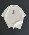 Erkek Ön ve Arka Baskılı T-Shirt Kısa Kol Bisiklet Yaka Regular Fit Tişört -  Beyaz