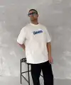 Erkek Ön ve Arka Baskılı T-Shirt Kısa Kol Bisiklet Yaka Regular Fit Tişört -  Beyaz