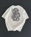 Erkek Ön ve Arka Baskılı T-Shirt Kısa Kol Bisiklet Yaka Regular Fit Tişört -  Beyaz
