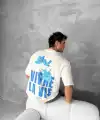 Erkek Ön ve Arka Baskılı T-Shirt Kısa Kol Bisiklet Yaka Regular Fit Tişört - Beyaz