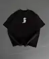 Erkek Ön ve Arka Baskılı T-Shirt Kısa Kol Bisiklet Yaka Regular Fit Tişört - Siyah