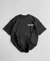 Erkek Ön ve Arka Baskılı T-Shirt Kısa Kol Bisiklet Yaka Regular Fit Tişört -  Siyah