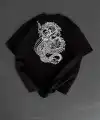 Erkek Ön ve Arka Baskılı T-Shirt Kısa Kol Bisiklet Yaka Regular Fit Tişört - Siyah