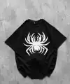 Erkek Örümcek Baskılı Tişört Kısa Kollu Bisiklet Yaka T-Shirt - Siyah
