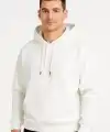 Erkek Ovarsize Kapüşonlu Swetshirt Kanguru Çepli Cıtcıtlı 3 iplik Şardonlu Hoodie - Beyaz