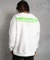 Erkek Oversize Sweatshirt Ön ve Sırt Baskılı 3 İplik Pamuklu - Beyaz