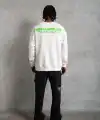 Erkek Oversize Sweatshirt Ön ve Sırt Baskılı 3 İplik Pamuklu - Beyaz