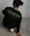 Erkek Oversize Sweatshirt Ön ve Sırt Baskılı 3 İplik Pamuklu - Siyah