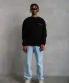 Erkek Oversize Sweatshirt – Siyah Renk | Ön ve Sırt Baskılı, Üç İplik İçi Pamuklu Kumaş, Rahat Kalıp, Ribanalı Kışlık Sweat | Winagain Polizei Serisi - Siyah