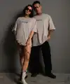 Erkek Oversize Tişört Golf GTI Retro Araba Baskılı T-shirt - Gri