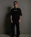 Erkek Oversize Tişört Golf GTI Retro Araba Baskılı T-shirt - Siyah