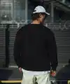 Erkek pamuklu Bisiklet Yaka 3 İplik Basic SweatShirt - Siyah