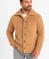 Erkek Pelüş Polar Hırka Gömlek – Yakalı, İlik Düğmeli, Göğüs Cepli, Yumuşak Dokulu Kışlık Regular Fit Rahat Günlük Model - Açık Kahve